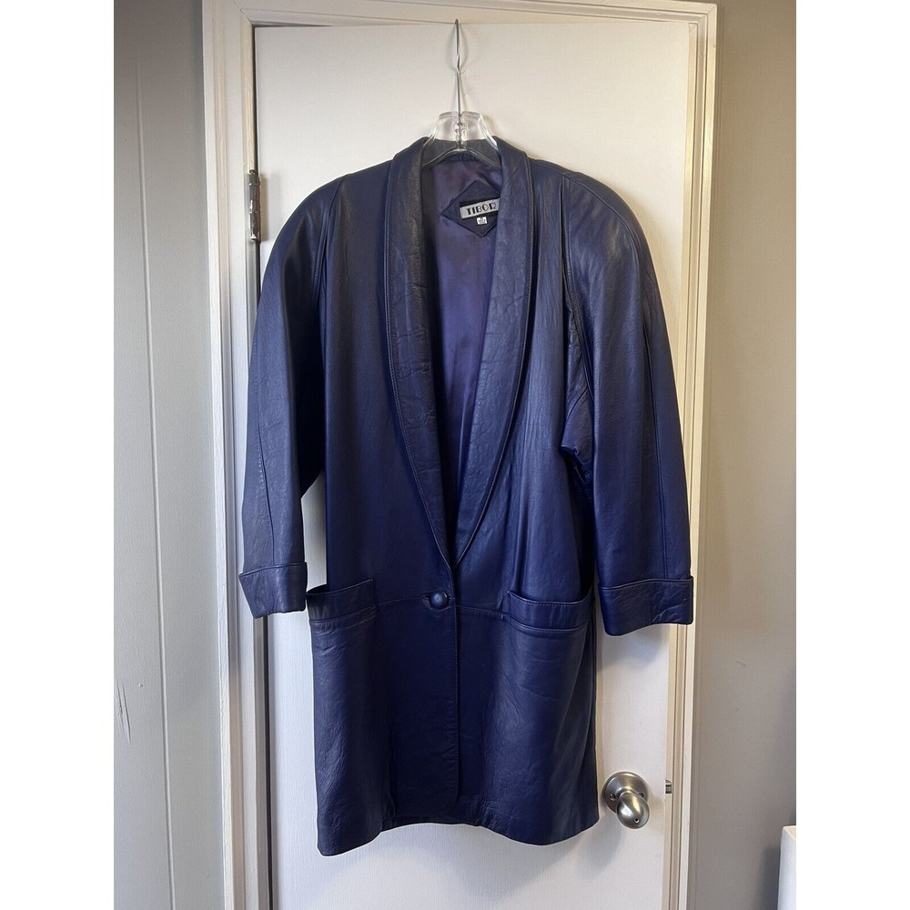 Vintage purple leather coat 1980s By Tibor